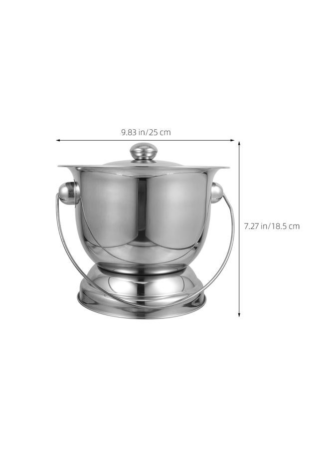 Hemoton Stainless Steel Urinal Pot with Lid 9.8 Inch Covered Night Urinal Portable Bedpan for Elderly Pregnant Women Children Home Travel Use - Image 4