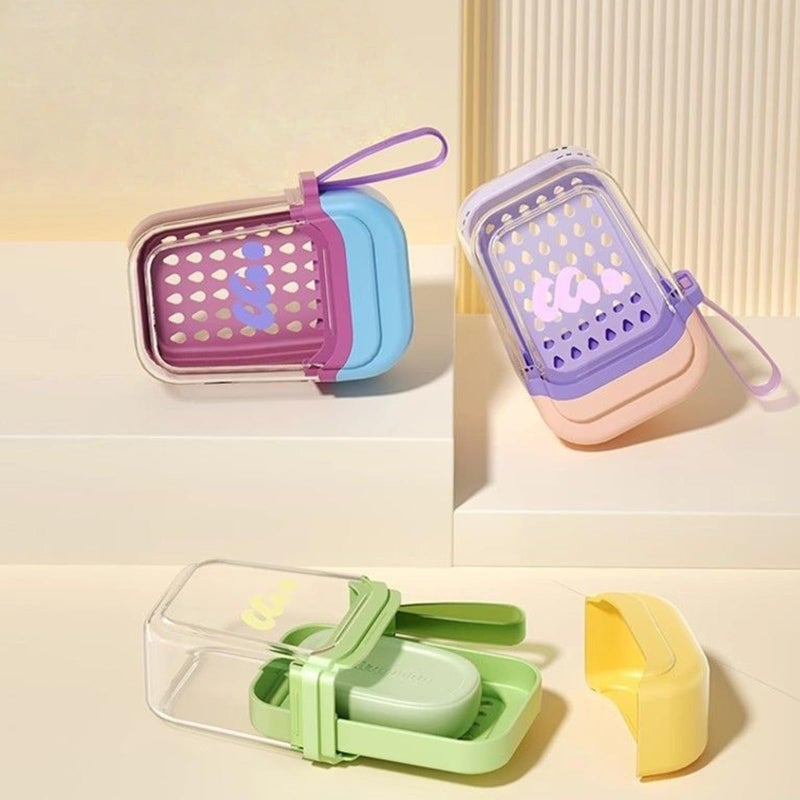 Green Portable Soap Dish Holder With Drainage For Shower And Outdoor Travel - Image 4