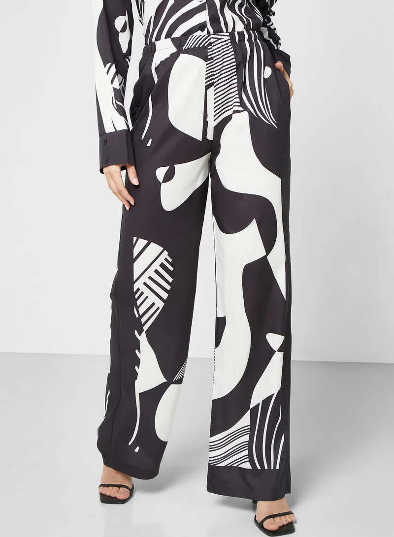 ELLA Abstract Printed Blouse And Pant Set