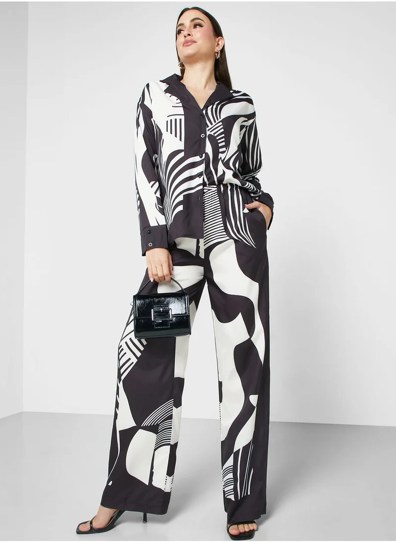 ELLA Abstract Printed Blouse And Pant Set
