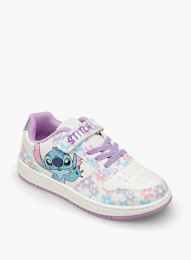 Disney Girls Stitch Print Hook & Loop Sneakers