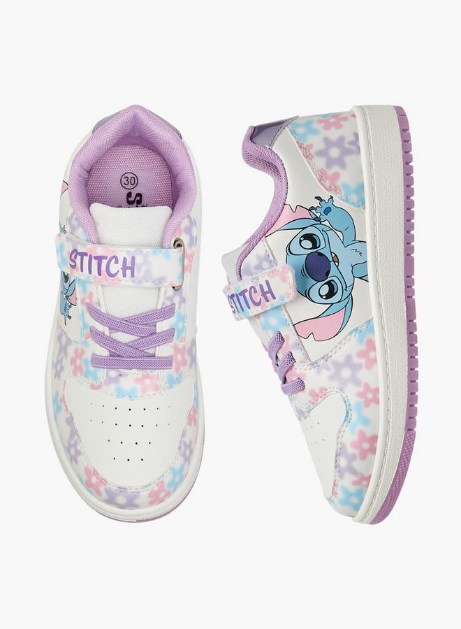 Disney Girls Stitch Print Hook & Loop Sneakers - Image 1