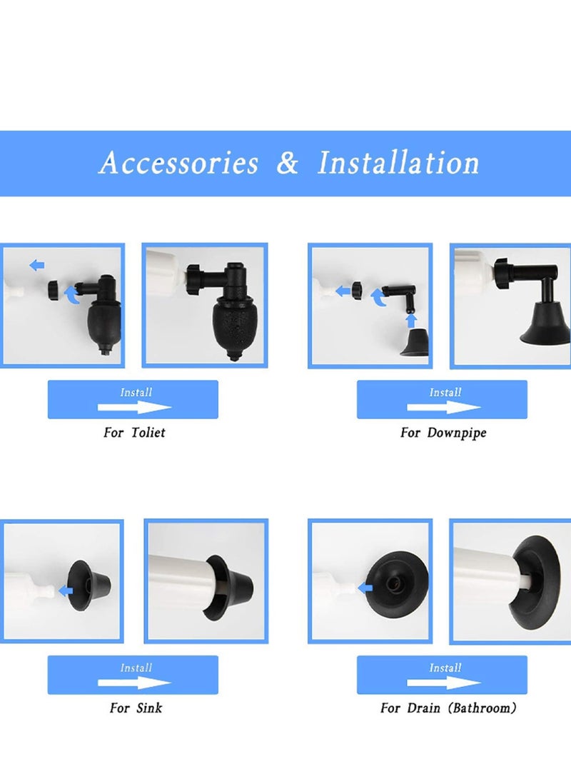 SOLARAE Toilet Plunger, High Pressure Drain Unblocker with Visual Air Pressure Gauge, Multipurpose Clog Remover for Bathrooms, Sinks, and Drains Plumbing Clogs - Image 5