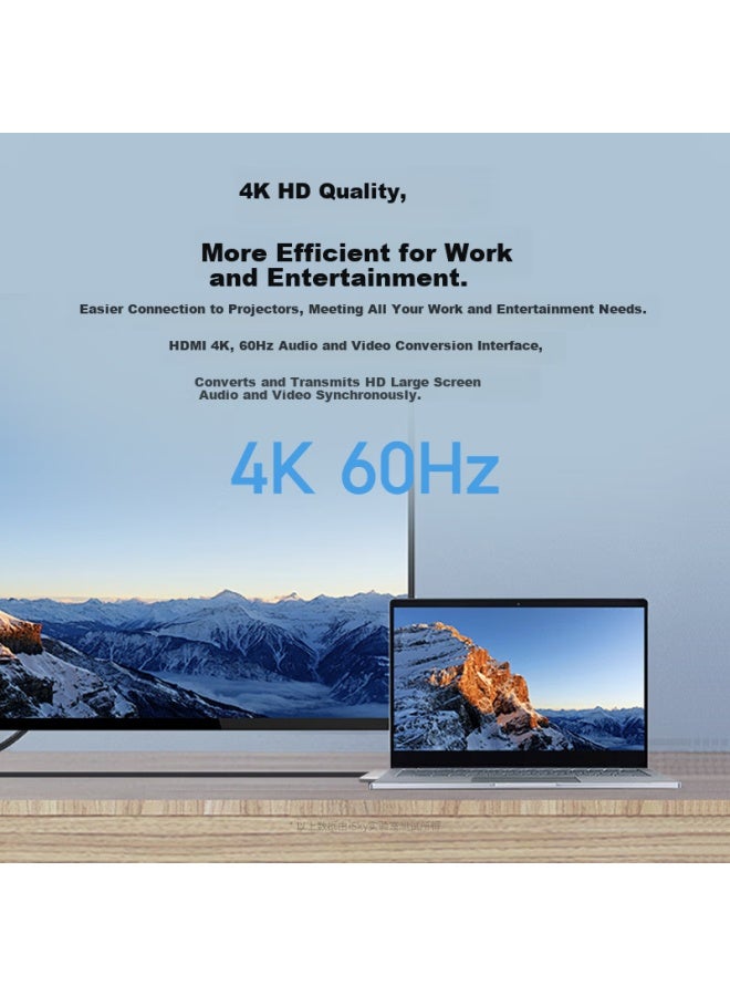 Isky Type-c Docking Station Hdmi 4k60hz Video Transmission Usb 3.2 High-speed 10gbps Hub For Apple Huawei Microsoft Laptops Silver - Image 2