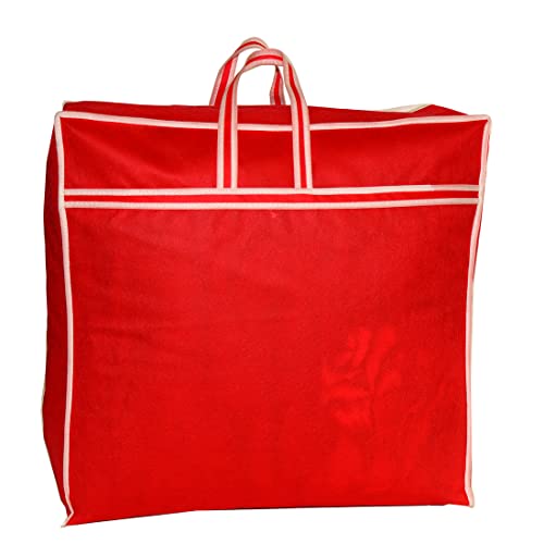 AARON INC Presents Non Woven Blanket Storage Bag With Front Handle Large Transparent Clear Window Large Size Storage Bag Cover Under Bed Storage (Red Pack of 1) - Image 3