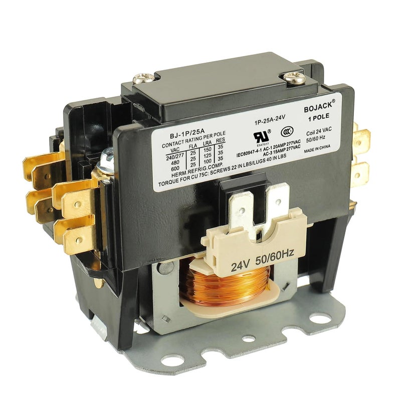 BOJACK 1 Poles FLA 25 Amp Coil 24 VAC Air Conditioner Condenser Compressor Contactor AC Definite Purpose Contactor - Image 1