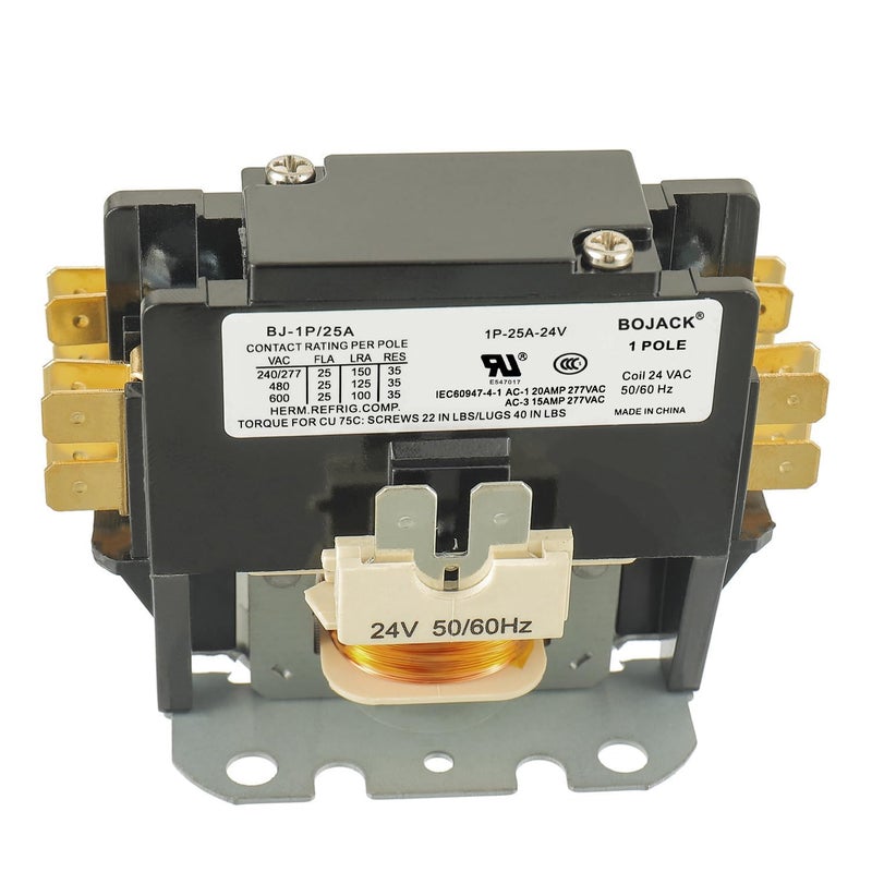 BOJACK 1 Poles FLA 25 Amp Coil 24 VAC Air Conditioner Condenser Compressor Contactor AC Definite Purpose Contactor - Image 2