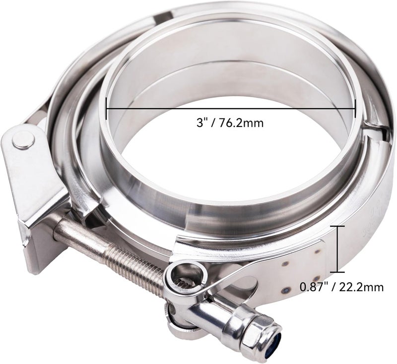TEXALAN V-Band Clamp with Flanges Stainless Steel 304 Quick Release Kit for 3" Exhaust Pipes - Image 2