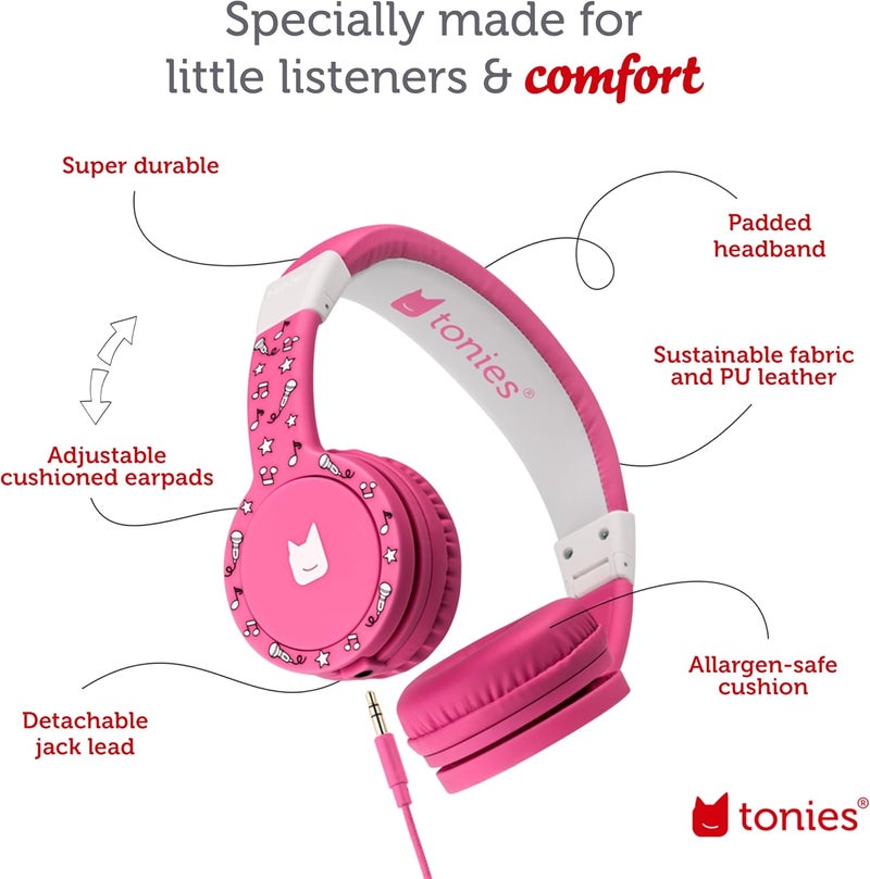 Tonies Foldable Wired Headphones for Kids  Comfortably Designed to fit OnEar  Works with Toniebox and All 35mm Devices  Pink - Image 4
