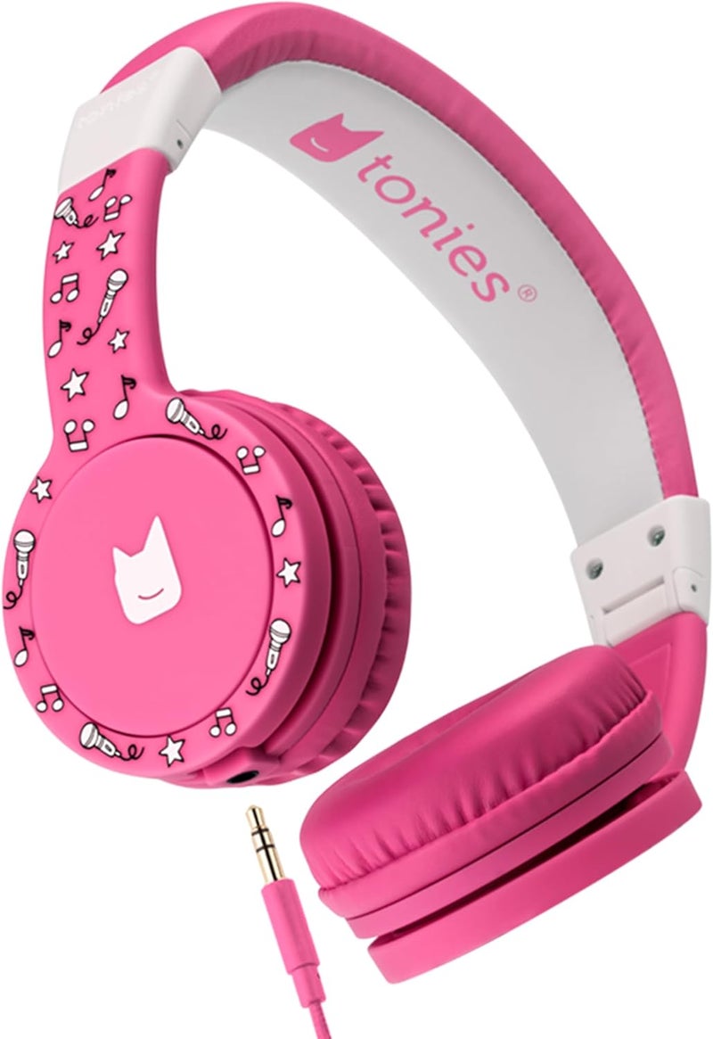 Tonies Foldable Wired Headphones for Kids  Comfortably Designed to fit OnEar  Works with Toniebox and All 35mm Devices  Pink - Image 1