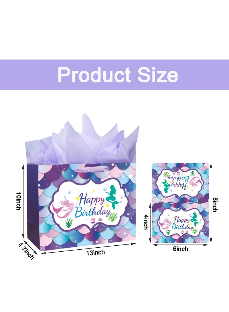 Reusable Paper Gift Bags Set, 1 Greeting Cards, 5 Tissues Paper, for Birthdays, Weddings, Valentine's Day, Party, Mother's Day - Image 2