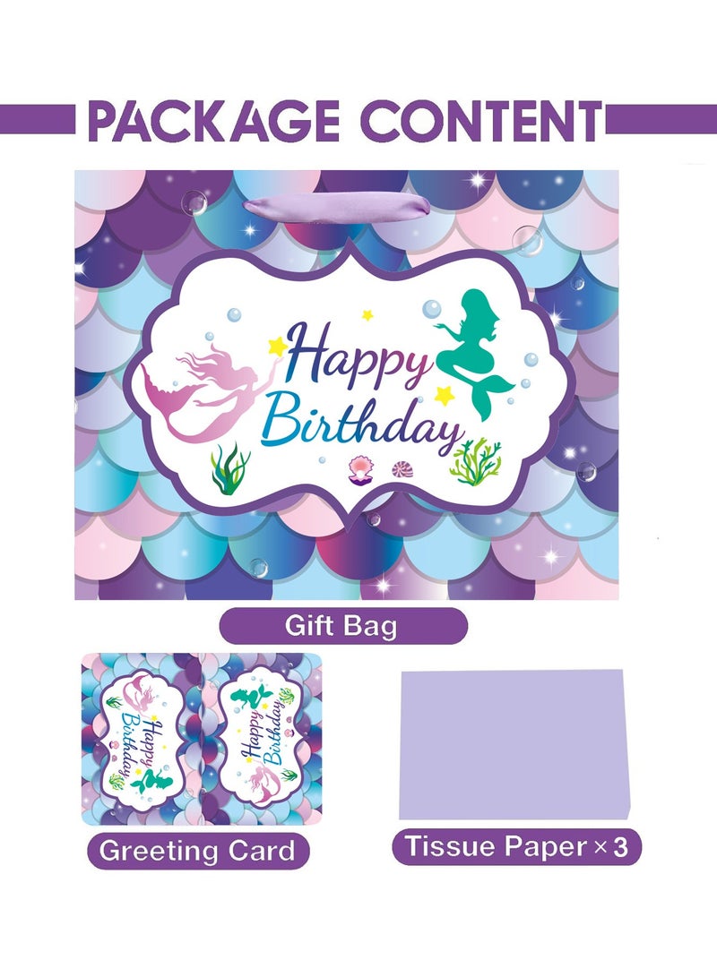 Reusable Paper Gift Bags Set, 1 Greeting Cards, 5 Tissues Paper, for Birthdays, Weddings, Valentine's Day, Party, Mother's Day - Image 3