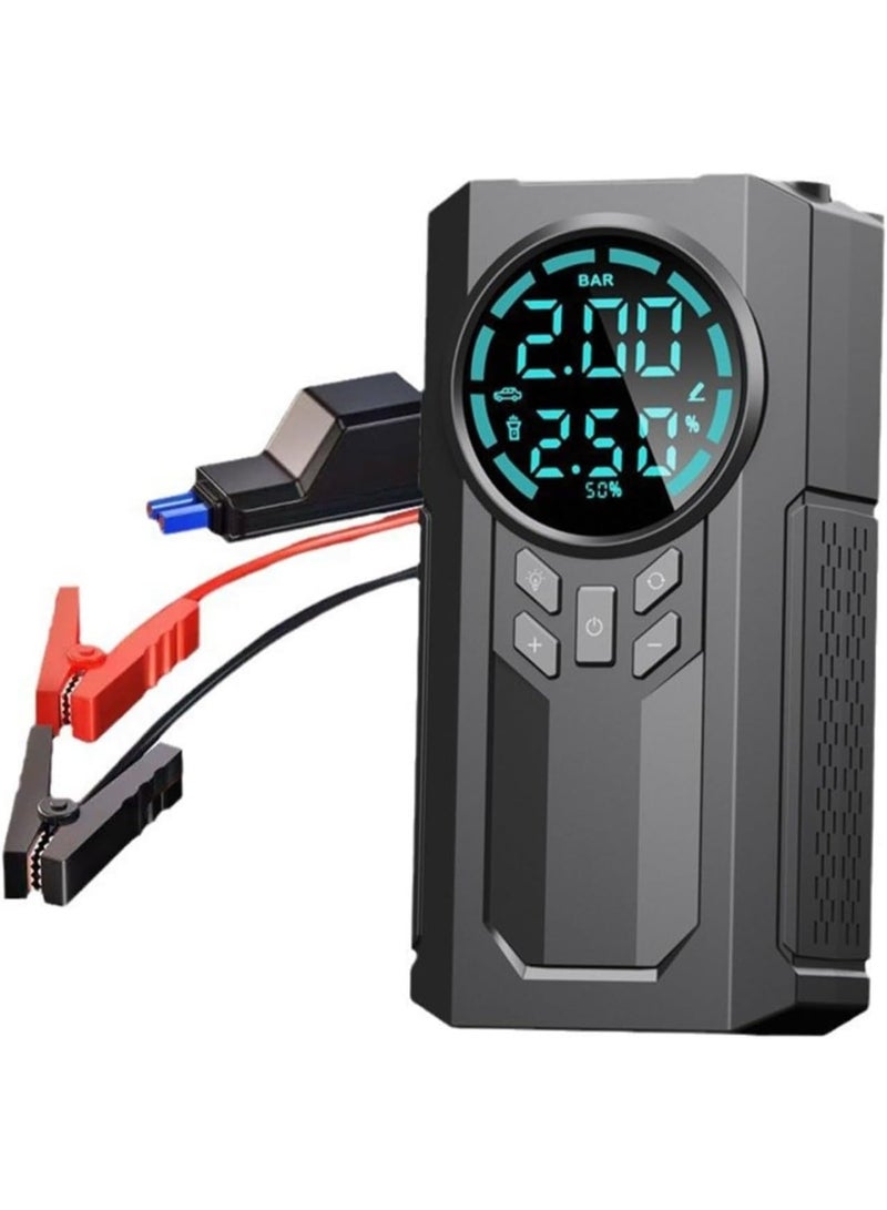 MUNTAQI Multifunctional Car Jump Starter 4-in-1 – 12V Portable Automotive Emergency Power Supply with Tire Air Compressor, Mobile Power Bank, LED Flashlight & On-Board Charging Cable for Car, SUV, Truck, Motorcycle High Quality - Image 5