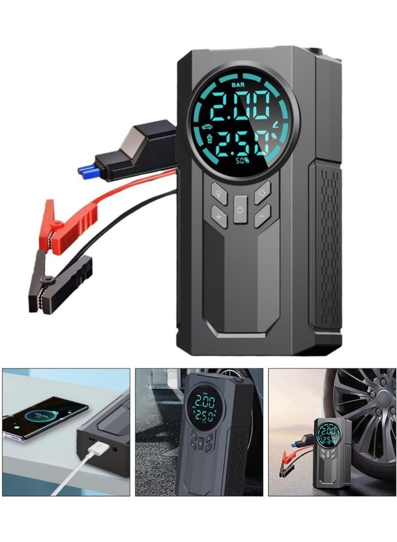 MUNTAQI Multifunctional Car Jump Starter 4-in-1 – 12V Portable Automotive Emergency Power Supply with Tire Air Compressor, Mobile Power Bank, LED Flashlight & On-Board Charging Cable for Car, SUV, Truck, Motorcycle High Quality - Image 4