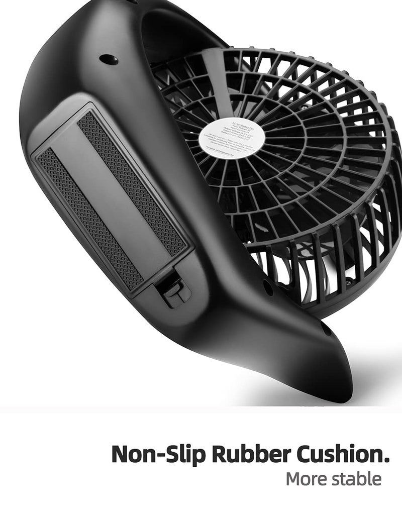 Viniper 8.7 inch Portable Rechargeable Fan, Small Table Fan : 180 Rotation and 3 Speeds Strong Wind Quiet Desk Fan, Long Working Hours for Home Outdoor (Black, Light Black Blade) - Image 5