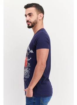 Canadian Peak Men V Neck Short Sleeves Embroidered T-Shirts, Navy Combo  - Image 3