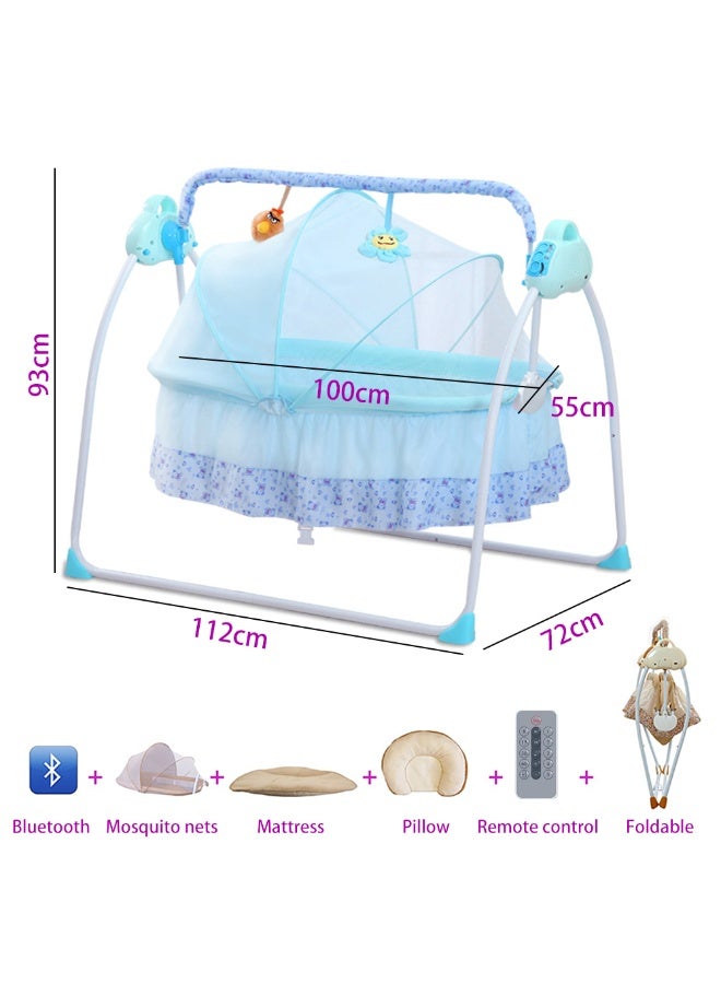 Portable Baby Bassinet, Rocking Cradle Adjustable 5 Auto-Swing with Remote Control, Toys & Music Box for Infants and Toddlers (Blue)  - Image 2