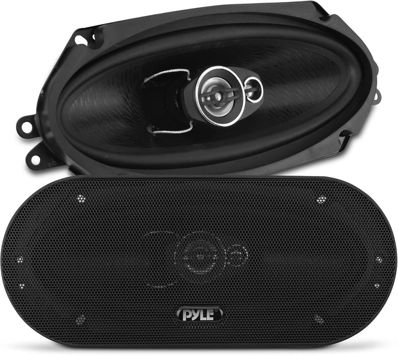 Pyle 3-Way Universal Car Stereo Speakers - 300W 4" x 10" Triaxial Loud Pro Audio Car Speaker Universal OEM Quick Replacement Component Speaker Vehicle Door/Side Panel Mount Compatible, PL410BK (Pair) - Image 1