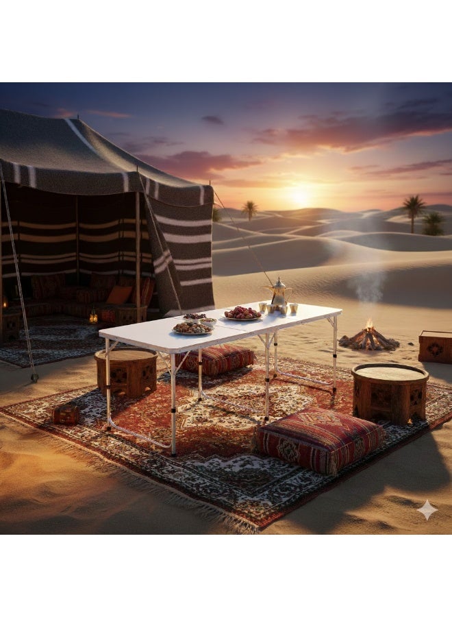 بيكي طاولة تخييم قابلة للطي بارتفاع قابل للتعديل مقاس 180 × 60 سم - Image 5