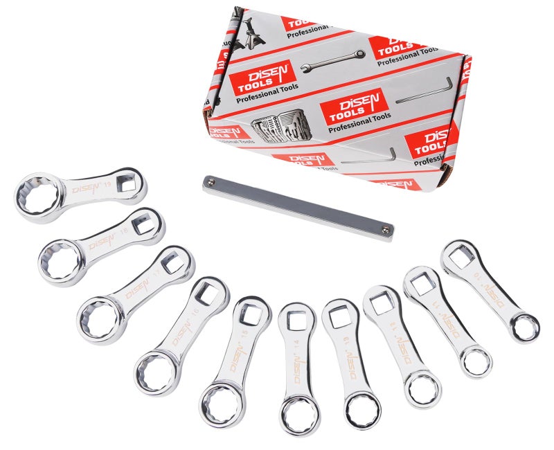 DISEN 10Piece Metric Torque Wrench Adapter Set 1019mm Chrome Vanadium Steel 38inch Square Drive Torque Adapter Extension Rod Repair Tool Color Box Packaging - Image 2