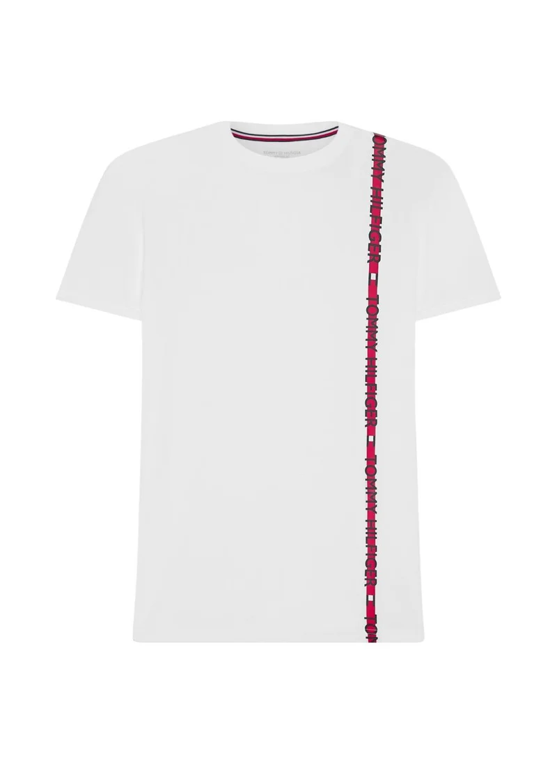 TOMMY HILFIGER Men's Crew Neck Logo T-Shirt - Cotton, White
