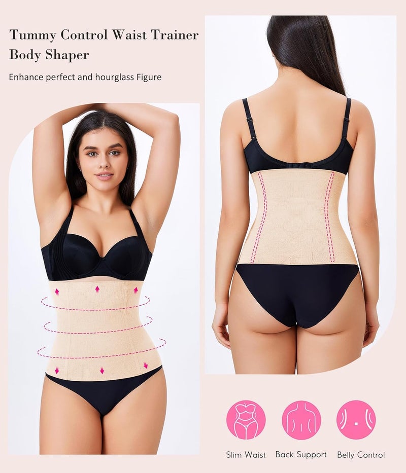 HSR Women's Waist Trainer Tummy Control Waist Cincher Slim Body Shaper (Fits Waist : 30 to 39 Inch) Skin - Image 2