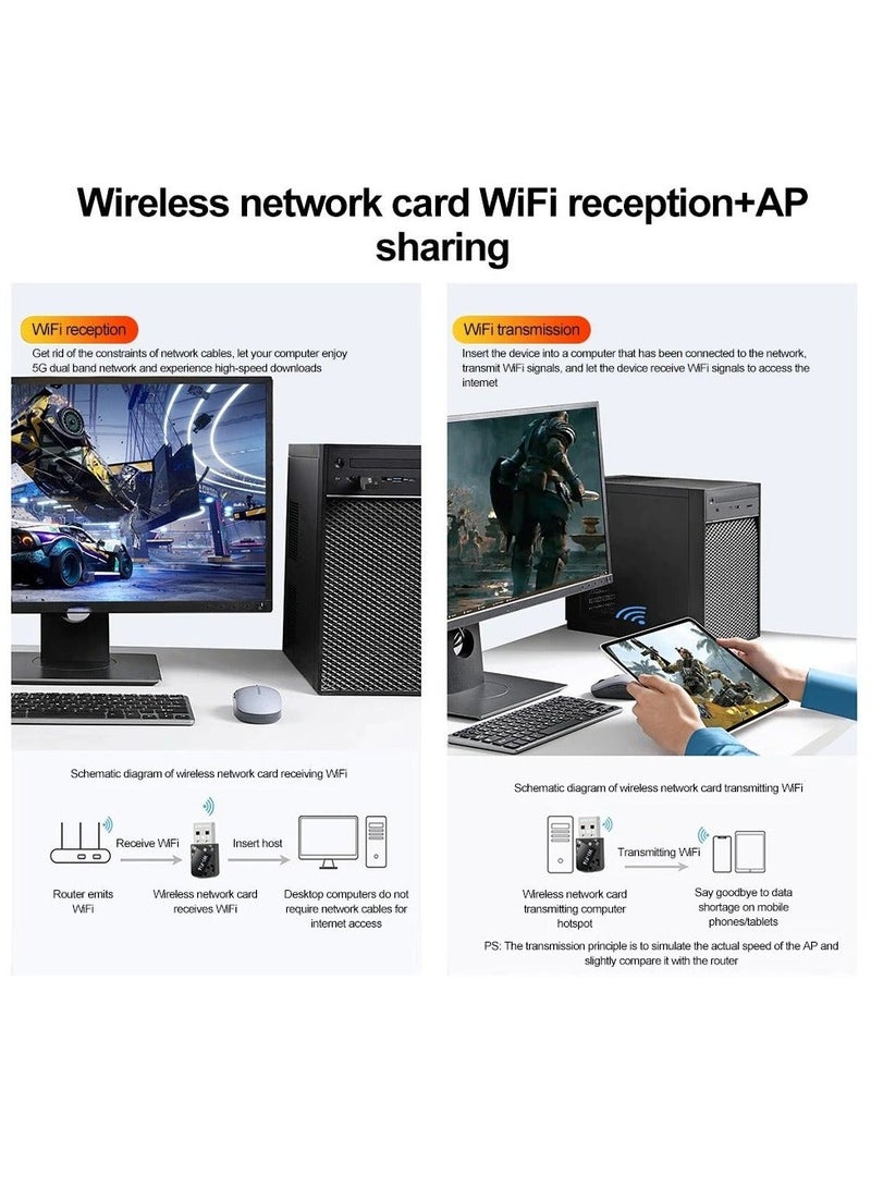 Youque USB WiFi6 AX900 Driver Free Adapter, 900Mbps Dual Band 2.4/5Ghz Wireless Network External Receiver Transmitter for Bluthooth Printer/Keyboard/Mouse/Phone and Pad/Audio/Earphone, Mini WiFi Dongle for PC/Laptop/Desktop - Image 4
