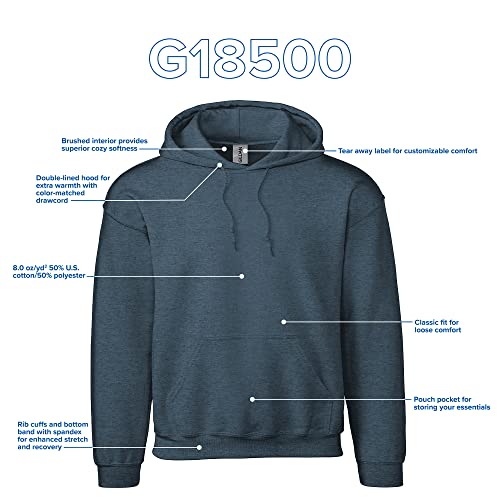 Gildan Adult Fleece Hoodie Sweatshirt, Style G18500, Dark Heather (1-Pack), Small - Image 4