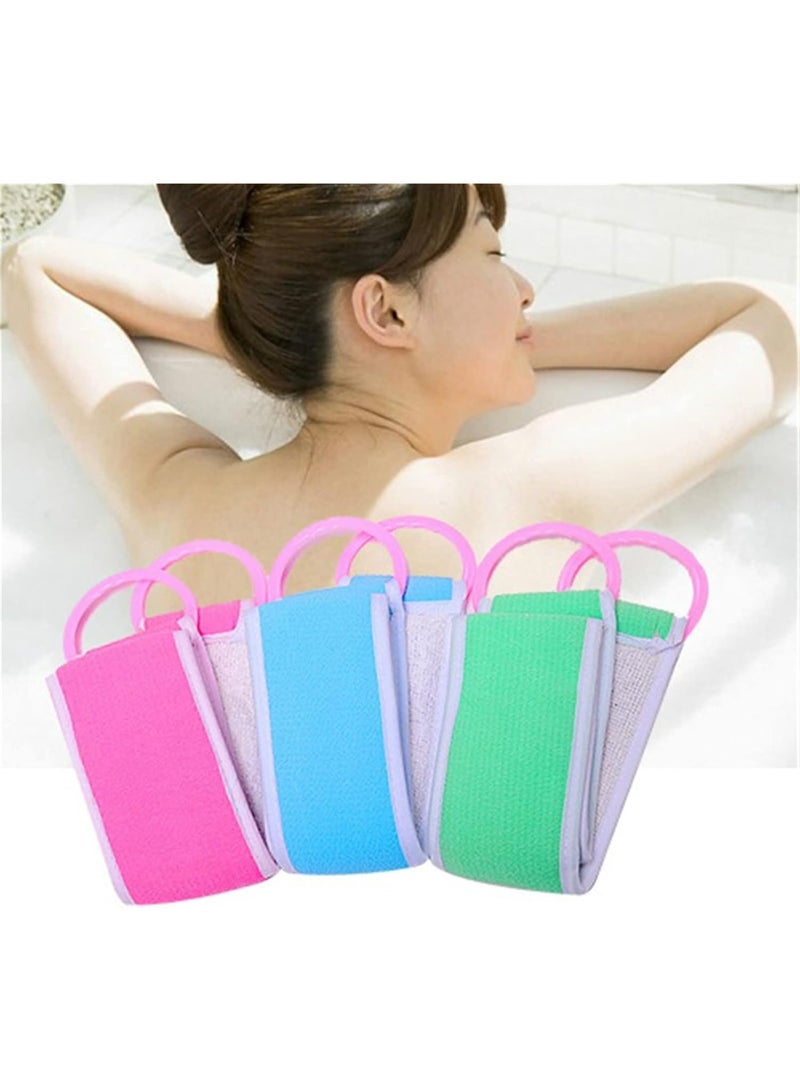 Long Double Sided Bath Loofah Exfoliating Body Scrubber – Handy Hand Grip for Easy Use and Full Body Access in Shower – Perfect for Easy and Comfortable Exfoliating Skin Cleaning (Multicolor) - Image 1