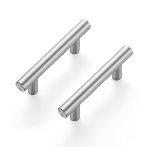 JOY DECOR 30 Pack 212 Inch Hole Centers Brushed Nickel Kitchen Cabinet Handles 4 Inch Overall Length Stainless Steel Drawer Pulls for Cupboard 64mm Hole Centers - Image 1
