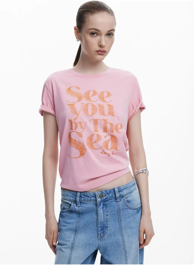 ديسيجوال تي شيرت PINK MESSAGE