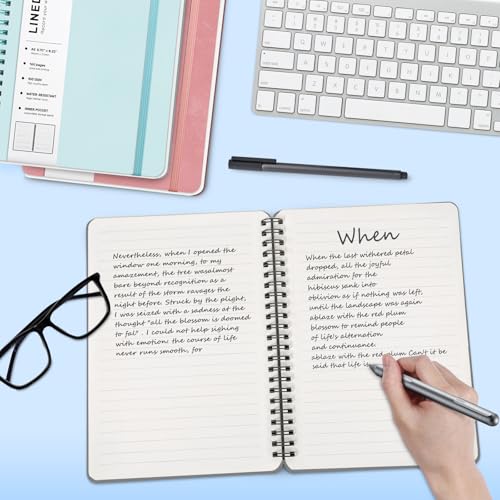 ABERLLS Gray Lined Spiral Journal Notebook with 160 Pages, 8×5.7in, A5 Spiral Notebook, Journaling Notebooks for Work, School, Women, Men, College Ruled Spiral Notebook, Hardcover Leather Journals - Image 3