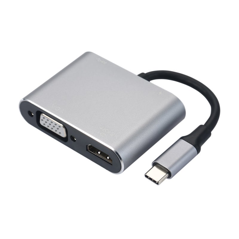 4-IN-1 Hub Type-C to HD VGA Adapter USB Type-C Multiport Converter Splitter with 4K HD Output USB3.0 PD Charging Port Compatible with Macbook Pro 2020 Chromebook Surface Go - Image 1