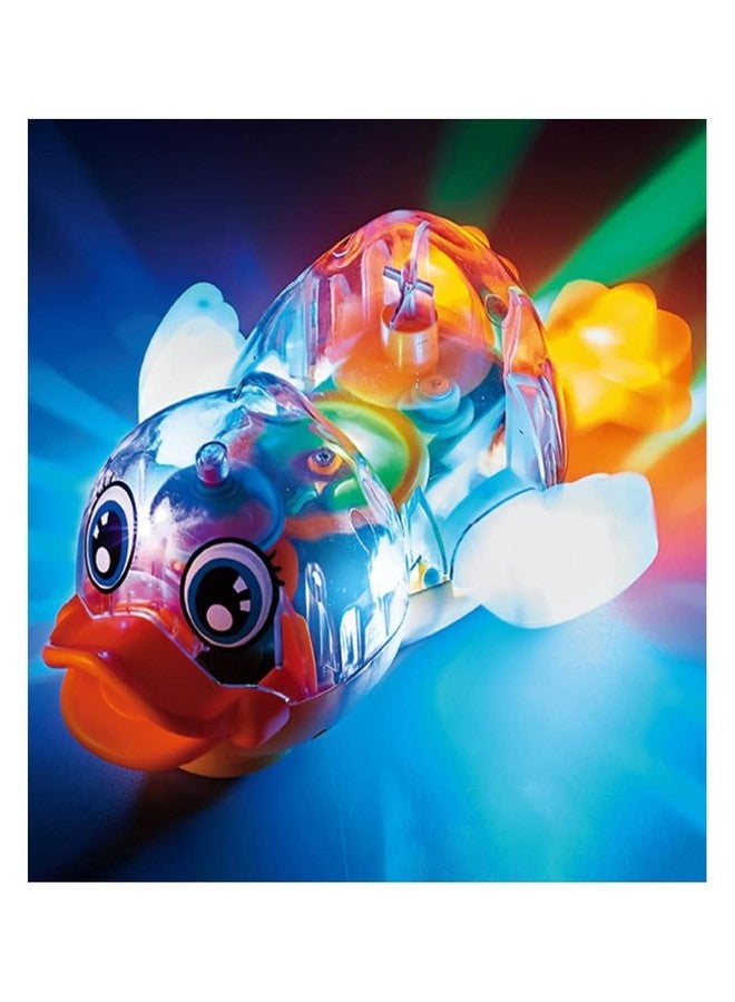 EUPHORIA Steps 3D Gear Colorful Lights Transparent Duck Toy with Musical Sound Toy for Kids Activity Toys Best Gift Option for Boys and Girls - Image 1