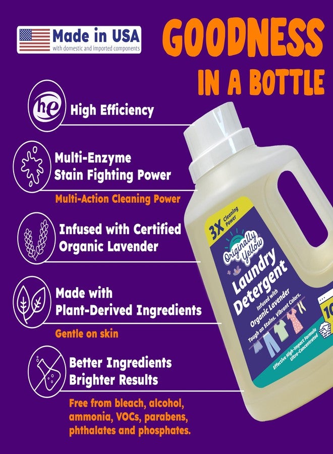 Originally Yellow Plant Based Laundry Detergent | Ultra-Concentrated Natural Laundry Detergent with Organic Lavender | High-Efficiency Clean, Tough on Stains, Gentle on Fabric | 50 Oz - Image 2
