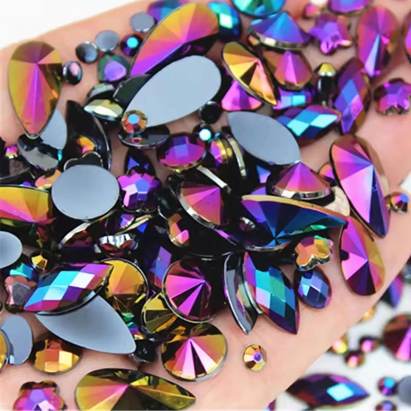 UYTRDVG 1000Pcs Craft Gems Jewels  Flatback Acrylic Rhinestones For Halloween Pirate Party  Costume Making  Cosplay  Clothes  Nail Crafting Embellishments Gems Decorations (Black Ab) - Image 1