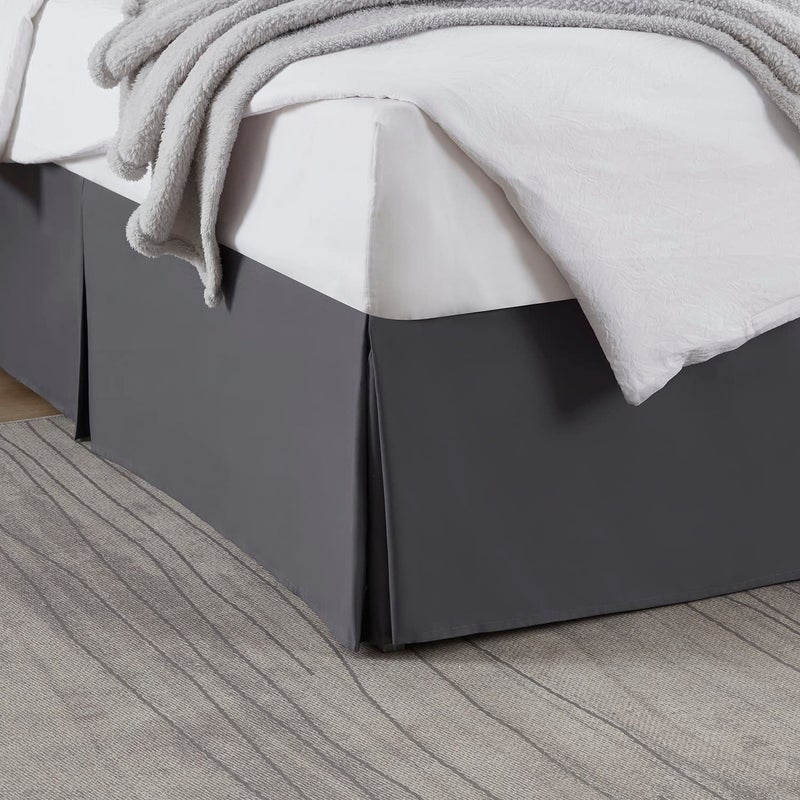 Nestl Nestl Dark Gray Bed Skirt Queen Size  14 Inch Drop  Brushed Microfiber Hotel Quality Pleated Bed Skirt  Shrinkage  Fade Resistant 