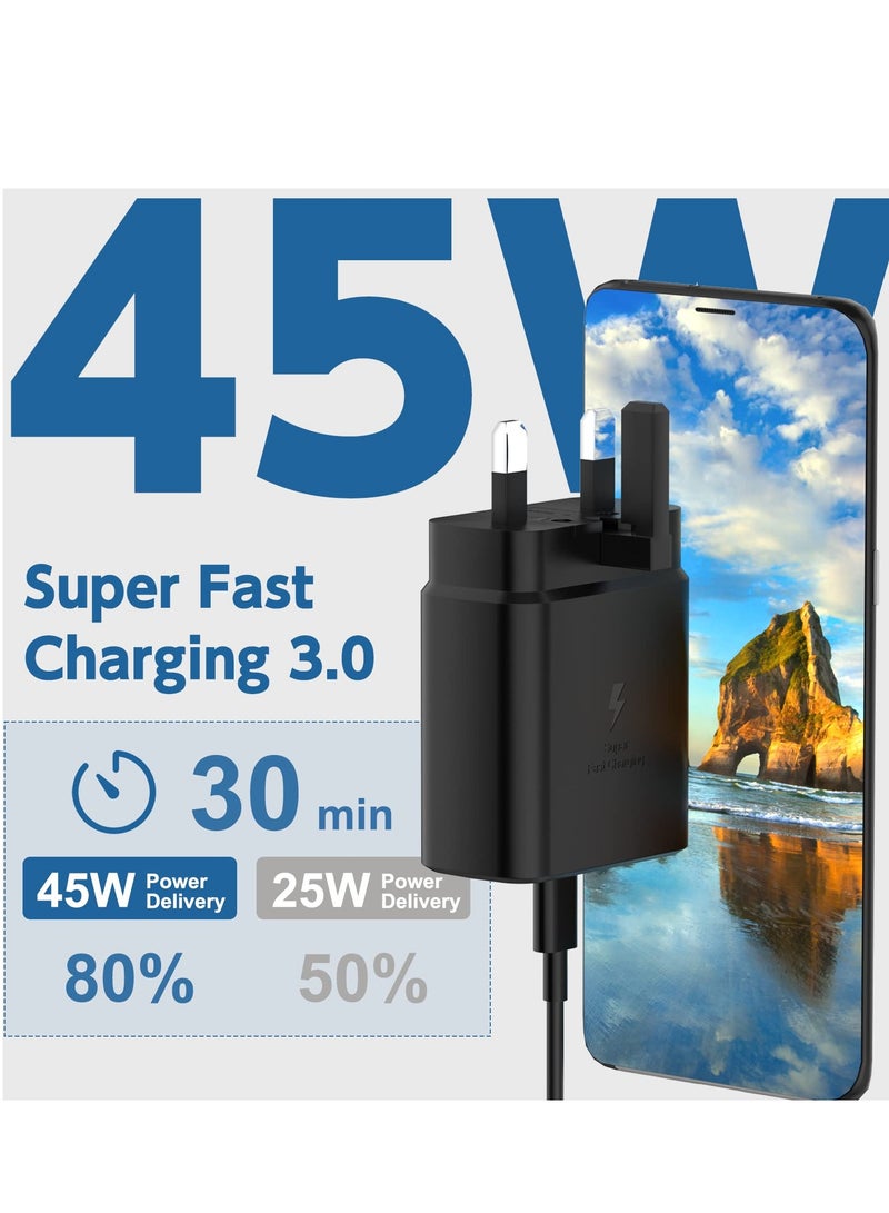 KASTWAVE 45W Super Fast Charger for Samsung Galaxy S23 Ultra, S23+, S23, S22 Ultra 5G, S22+, S22, S20, S20 FE, S21, S10, A53, A33, A13, A03, M13 USB-C Phone Wall Plug Charger for Samsung with 1.5M Cable - Image 5