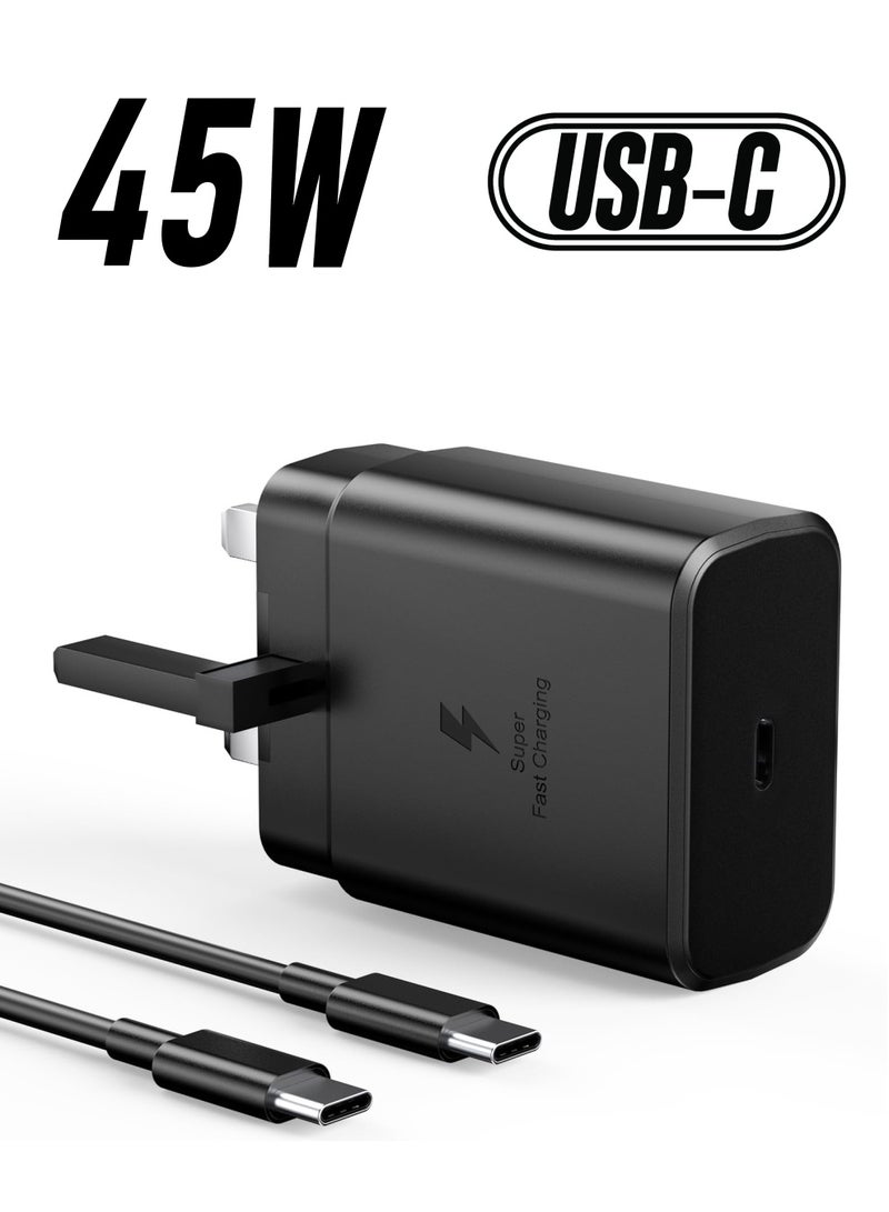 KASTWAVE 45W Super Fast Charger for Samsung Galaxy S23 Ultra, S23+, S23, S22 Ultra 5G, S22+, S22, S20, S20 FE, S21, S10, A53, A33, A13, A03, M13 USB-C Phone Wall Plug Charger for Samsung with 1.5M Cable - Image 1