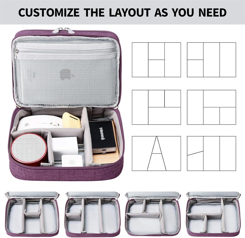 Lanola Travel Cable Organizer Bag, Electronic Accessories Case Portable Double Layer Cable Storage Bag for Cord,phone,Charger, Flash Drive, Phone, SD Card,Personal Items - (Purple) - Image 4