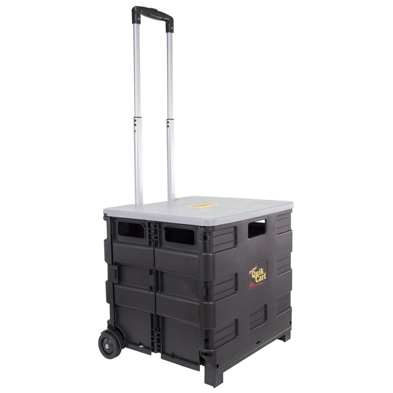 dbest products dbest products Quik Cart Collapsible Rolling Crate on Wheels for Teachers Tote Basket 80 lbs Capacity Made from Heavy Duty Plastic and Used as a Seat Grey 