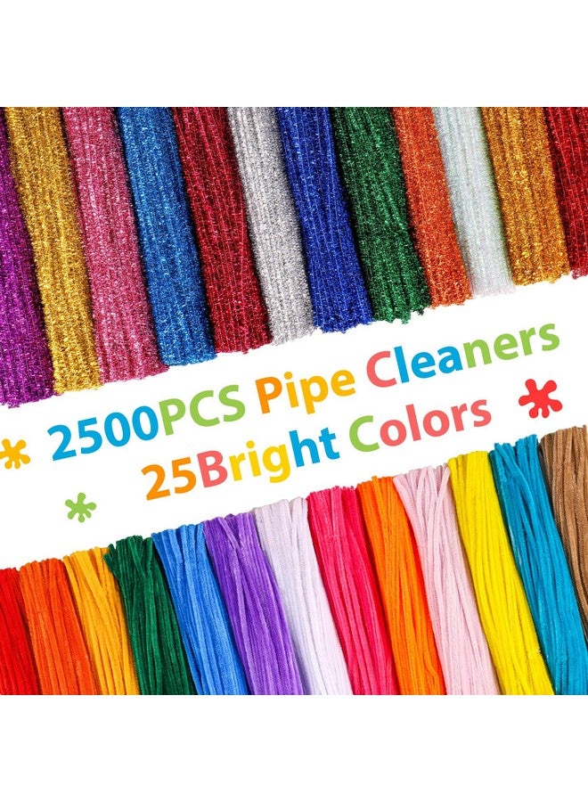 كايدو منظفات أنابيب كايدو 2500 قطعة، 25 لونًا، لوازم حرفية متنوعة، شرائط لامعة من الشنيل، منظفات أنابيب لامعة، مجموعة كبيرة للأطفال، مشروع إبداعي، ديكور فني، 6 مم × 12 بوصة - Image 2