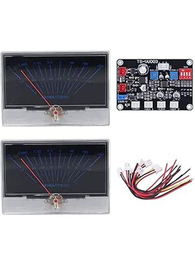 Blue Backlit VU Meter Audio Level Indicator 2 Pack With Driver Board Adjustable Brightness - Image 1