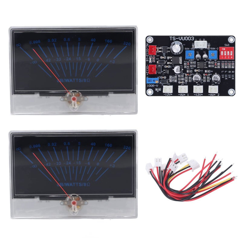 Blue Backlit VU Meter Audio Level Indicator 2 Pack With Driver Board Adjustable Brightness - Image 2