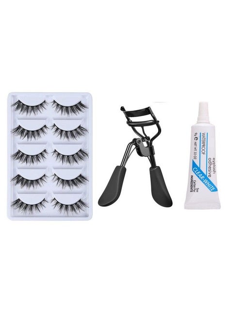 Huda Crush Beauty 5 Pair Of Fake Eyelashes With 1 Eyelash Glue And 1 Eyelashes Curler Full Eye Makeup Combo Kit For Girl