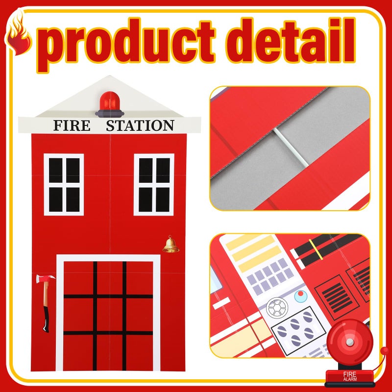 AceOrbit 3 Sets Firetruck Birthday Decorations Firefighter Party Decorations Large Fire Truck Party Supplies with Firetruck Hydrant Fire Station for Fireman Firefighter Birthday Favors Photo Backdrop - Image 3