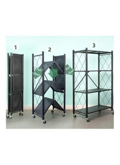 DubaiGallery 4-Tier Folding Storage Unit with Wheel Heavy Duty Storage Unit for Kitchen Garage Bathroom Organizer Black  - Image 4