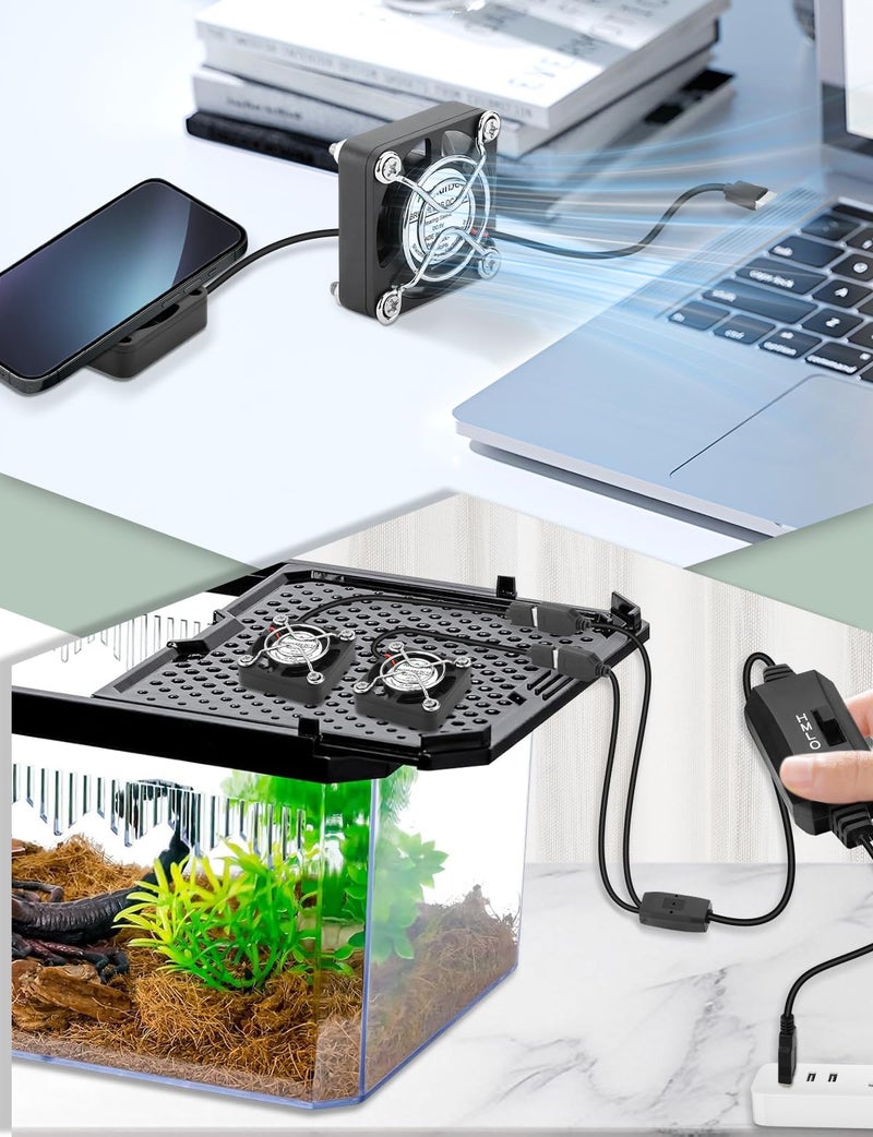 AmRunJe 2 Packs USB Fan 40mm x 10mm DC 5V Mini Cooling Brushless Box Fan for Computer Terrarium PlayStation PC Case Xbox Welding Helmet Aquarium Router - Image 2
