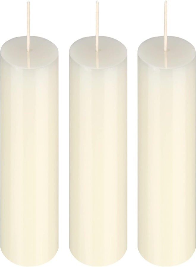 AKDC Mega Candles 3 Pcs Unscented Ivory Round Pillar Candle, Hand Poured Premium Wax Candles 2 Inch X 3 Inch, Home Décor, Wedding Receptions, Baby Showers, Birthdays, Celebrations, Party Favors & More - Image 2