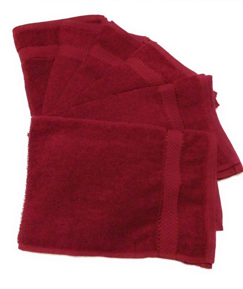 Cotton Colors Cotton Colors Cotton Hand Towel (Pack of 6, Large Size, Maroon)_D39  - Image 1